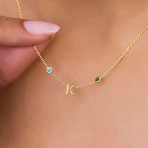 Letras com nome personalizadas - Presente para madrinha de casamento - Colar com letras de pedra de nascimento - Presente de Natal - Presente de aniversário - Presente de dia das mães - Nome personalizado
