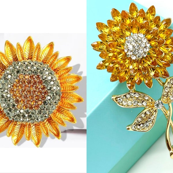Sunflower Brooch Etsy
