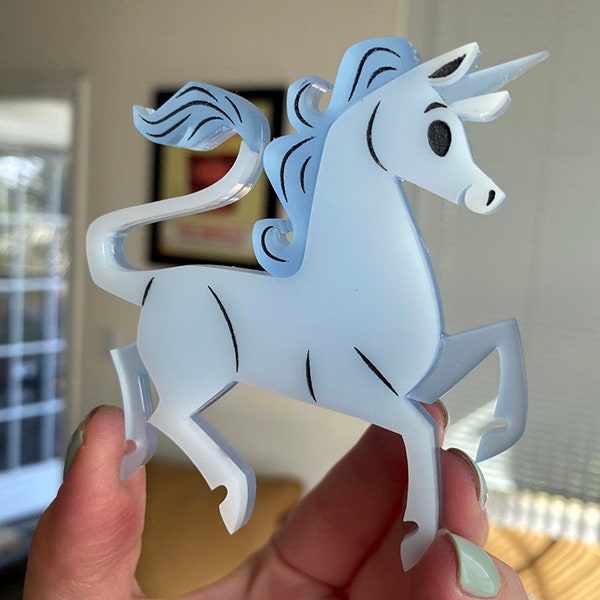 Icy Stirling Unicorn Brooch