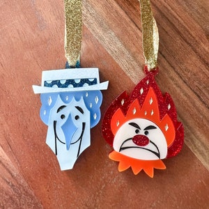 Heat Miser & Snow Miser Ornament or Brooch Set (The Year Without A Santa Claus Inspired)