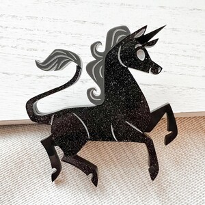 Midnight Stirling Unicorn Brooch