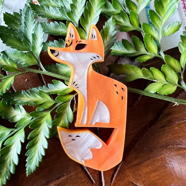 Fox Forest Friend Layered Acrylic Brooch