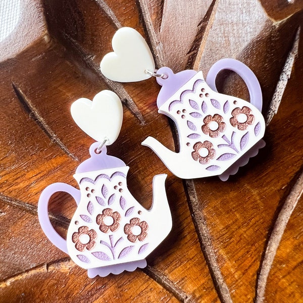 Floral Teapot Earrings