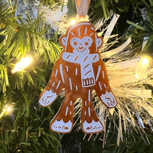 Gingerbread Bigfoot Layered Acrylic Ornament or Brooch