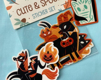 Cute & Spooky Sticker Set (Headless, Black Phillip and Graveyard Cat)