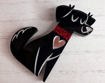 Happy Pup Brooch (Black Labs)