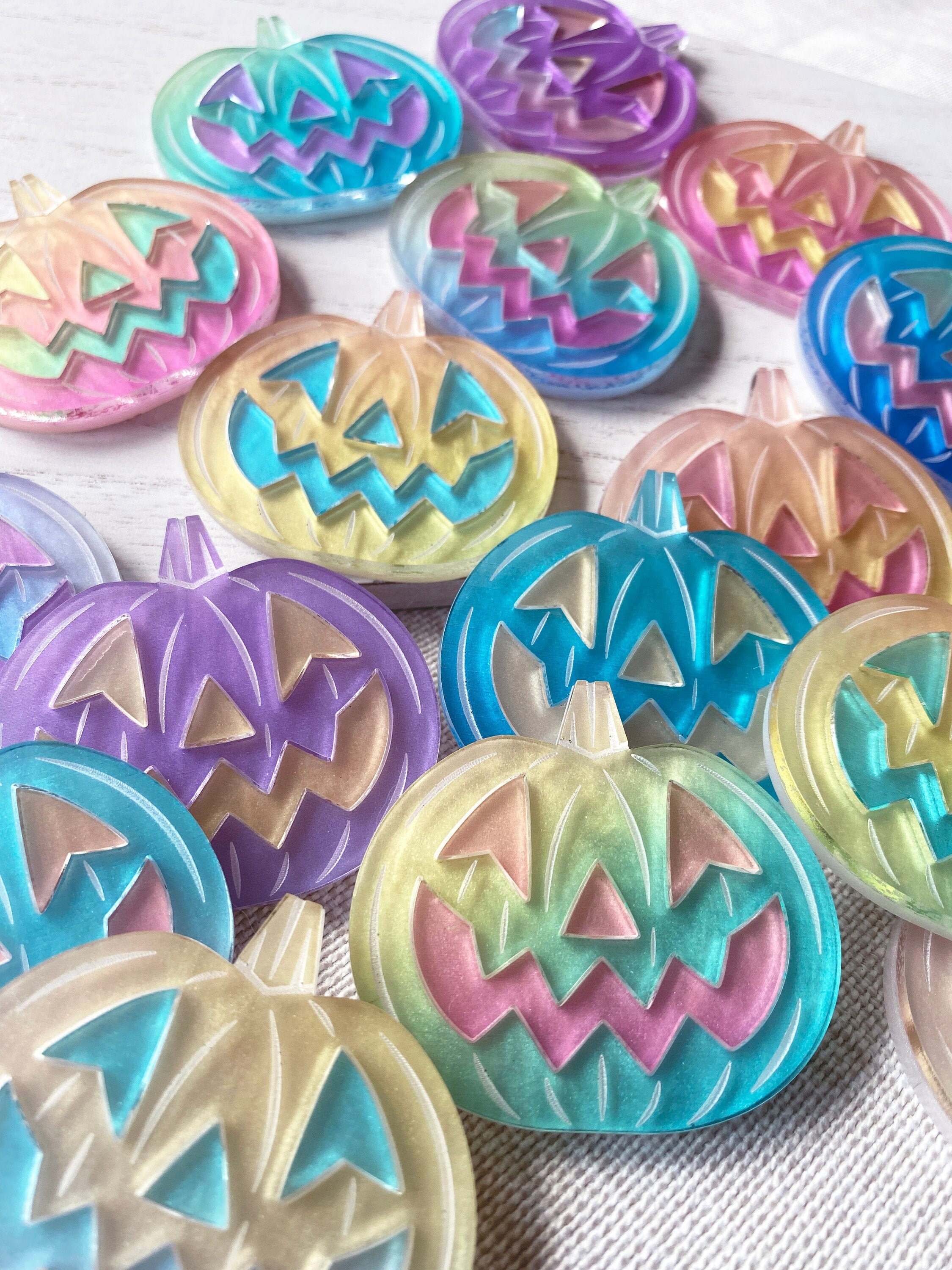 Rainbow Jack O' Lantern Pumpkin Brooch