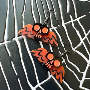 Skull & Wing Earrings (Orange or Green)