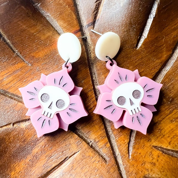 Skull Flower Earrings