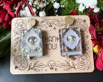 Skull Book Layered Acrylic Earrings