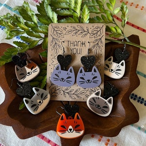 Kitten Faces Layered Acrylic Earrings