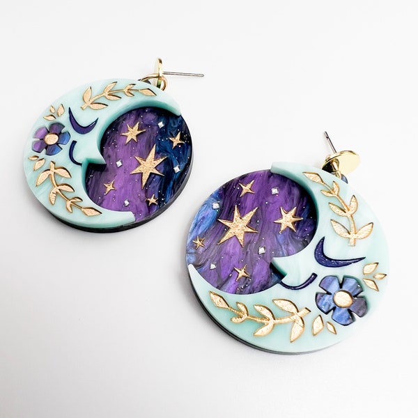 Starry Night Moon Earrings