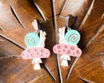 Snail on a Mushroom Earrings