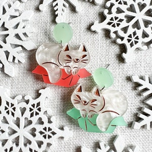 The Purrfect Kitty Present Layered Acrylic Earrings