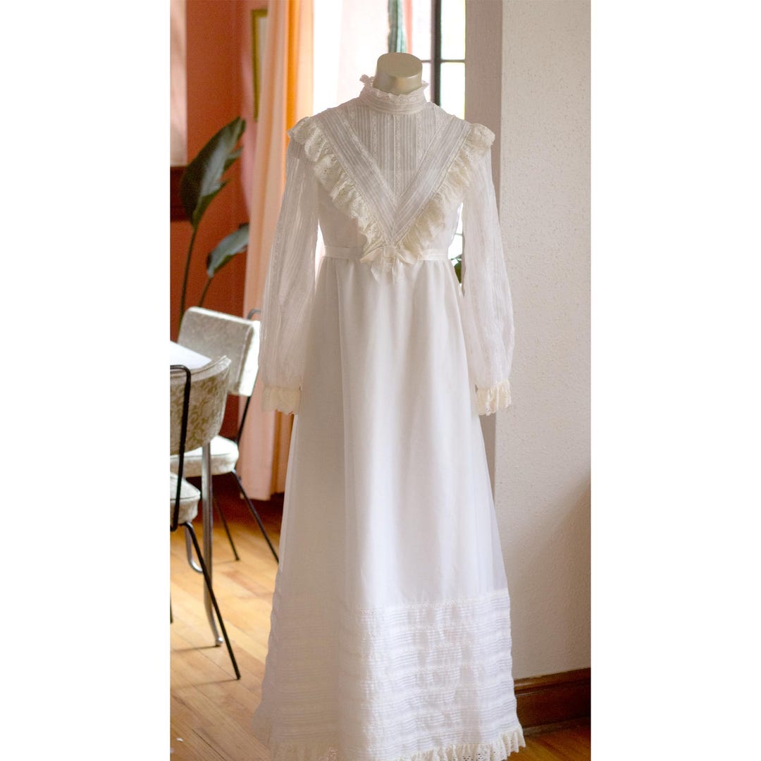Vintage Wedding Dress - Prairie Drss - 1970s - Gunne Sax Style - Boho ...