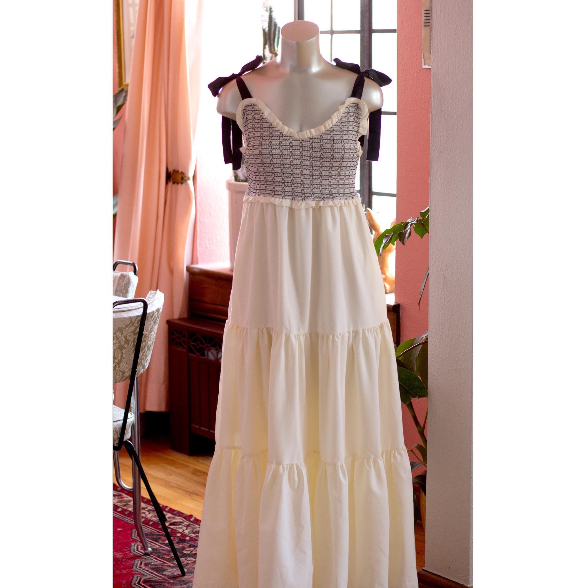 knee length dresses for ladies Maxi Dress with Tie Lace Straps  Hippie Vibe Tribe