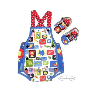 Handmade Jungle Animal Baby Romper with Shoes - 0-3 Months