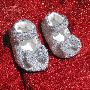 Silver shoes, baby shoes, shoes with bows, silver baby shoes, silver baby shower, baby Mary Jane, sparkly baby shoes, Cinderella shoes image 4