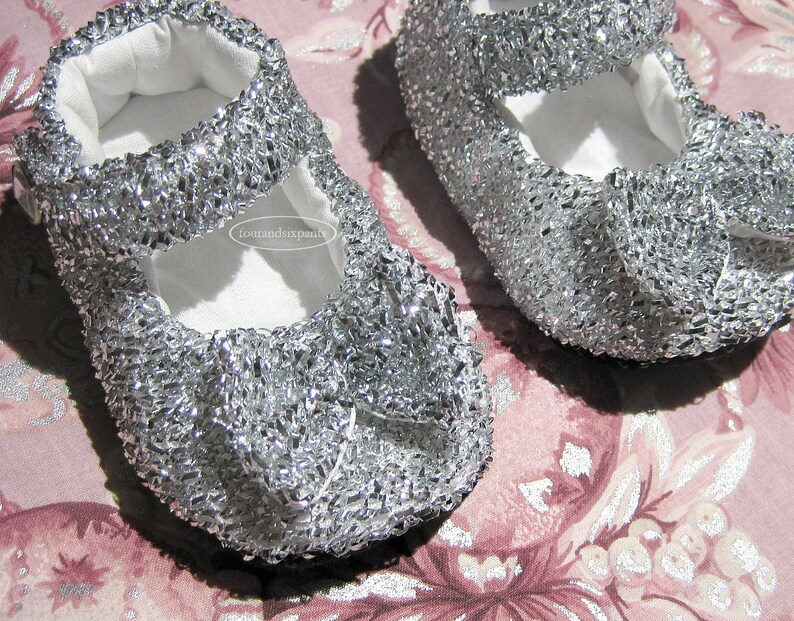 Silver shoes, baby shoes, shoes with bows, silver baby shoes, silver baby shower, baby Mary Jane, sparkly baby shoes, Cinderella shoes image 6