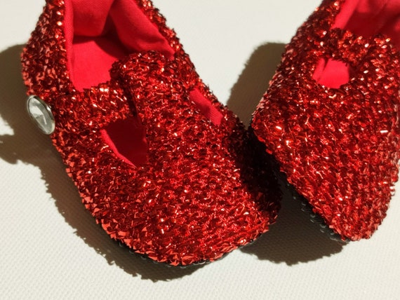 red sparkly baby shoes