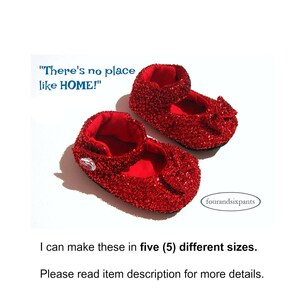 Red baby shoes, sparkly baby shoes, soft baby shoes, babies first shoe, no place like home, ruby slippers, wizard of oz, sparkle shoes image 3