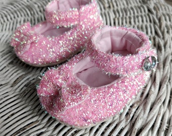 Pink sparkly baby shoes, candy floss pink, soft baby shoes, princess shoes, babies first shoe, baby slippers, pink baby shower, soft sole