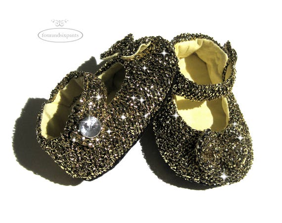 gold mary jane baby shoes