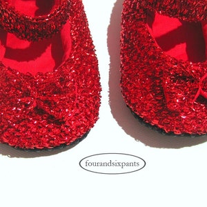 Red baby shoes, sparkly baby shoes, soft baby shoes, babies first shoe, no place like home, ruby slippers, wizard of oz, sparkle shoes image 5