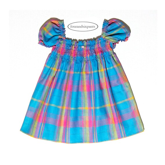 blue plaid baby dress