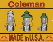 Vintage Retro Reproduction Metal Tin Sign Coleman Lanterns Quick-Lite Kerosene Lamp