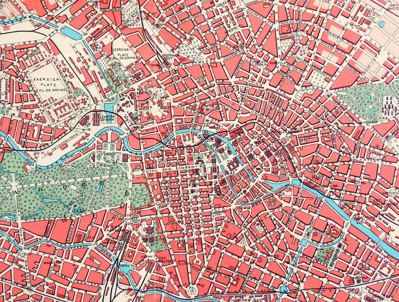 1900-1910.Large Street Map of the City of Berlin in 1900.Maps | Etsy