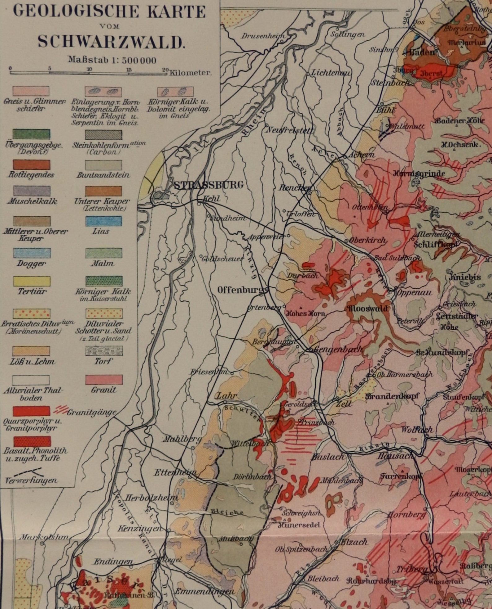 BLACK FOREST.Geological map.Antique print.1904.Antique map.112 | Etsy
