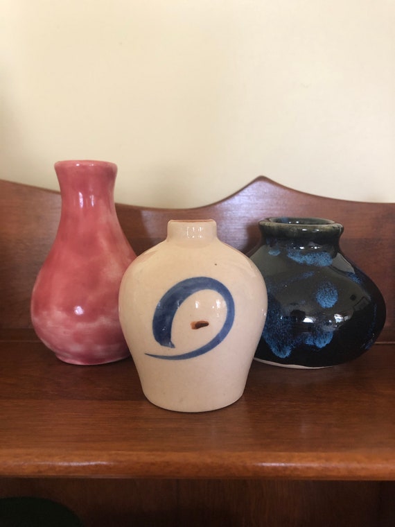 Set Of 3 Small Bulb Bud Vases In Ceramic Etsy
