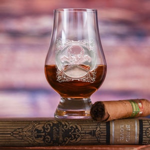 Skull and Crossbones Glencairn Glass, Monogram Whisky Scotch Glasses