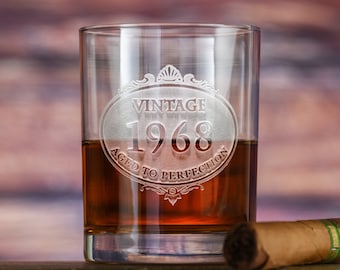Customized Aged to Perfection Engraved Vintage Year Whiskey Glass