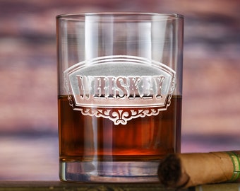 Custom Engraved Whiskey Banner Glass