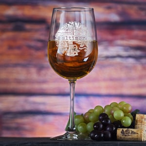 Street Maps Rocks Glassware, Hometown City Etched Wine Glasses, Set of 2 of Two Different Maps
