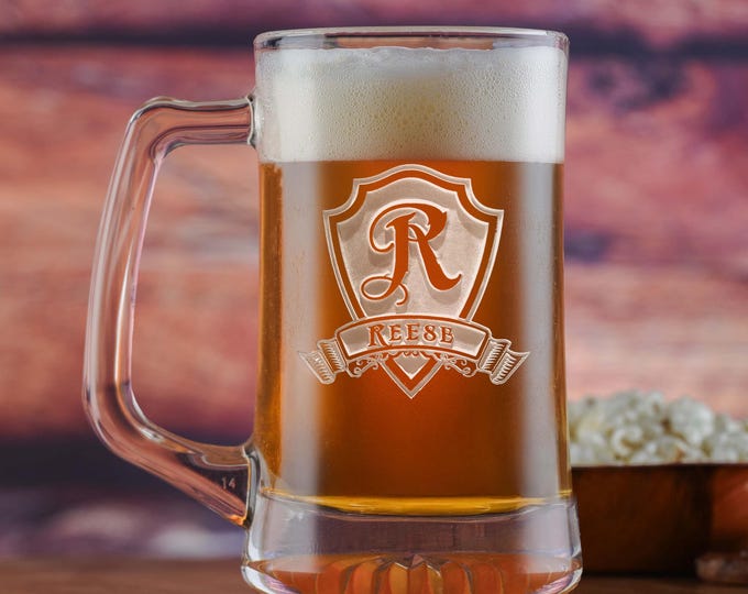 Custom Beer Mug / Monogram Beer Mug / Custom Beer Glasses / Etched Beer Glasses