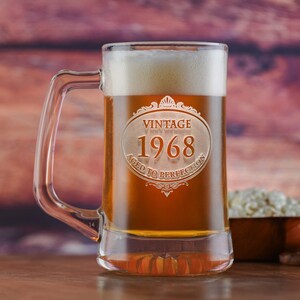 Birthday Vintage Year Engraved Beer Mug