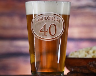 Engraved 40th Birthday Beer Glass, Pint Pub