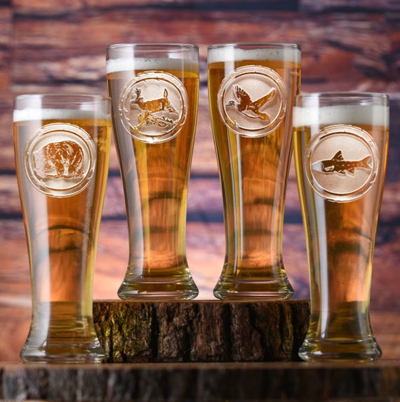 Wildlife Pilsner Glasses, Beer Mancave Gifts for Men