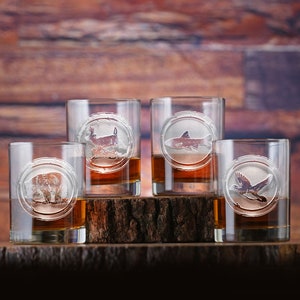 Engraved Wildlife Whiskey Scotch Glasses Gift