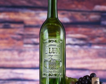 Engraved Wine Bottles - Color Green - Personalized Wine Bottle Gifts for Wedding - Bottle01-gree