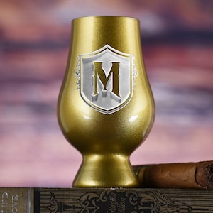 Gold Glencairn Whisky Glass Engraved With Crest