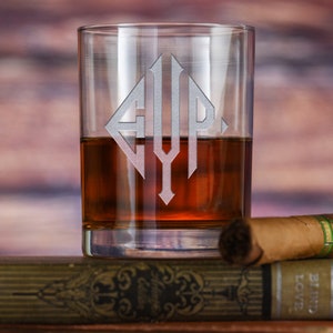 Engraved Initials Design Standard Whiskey Glass