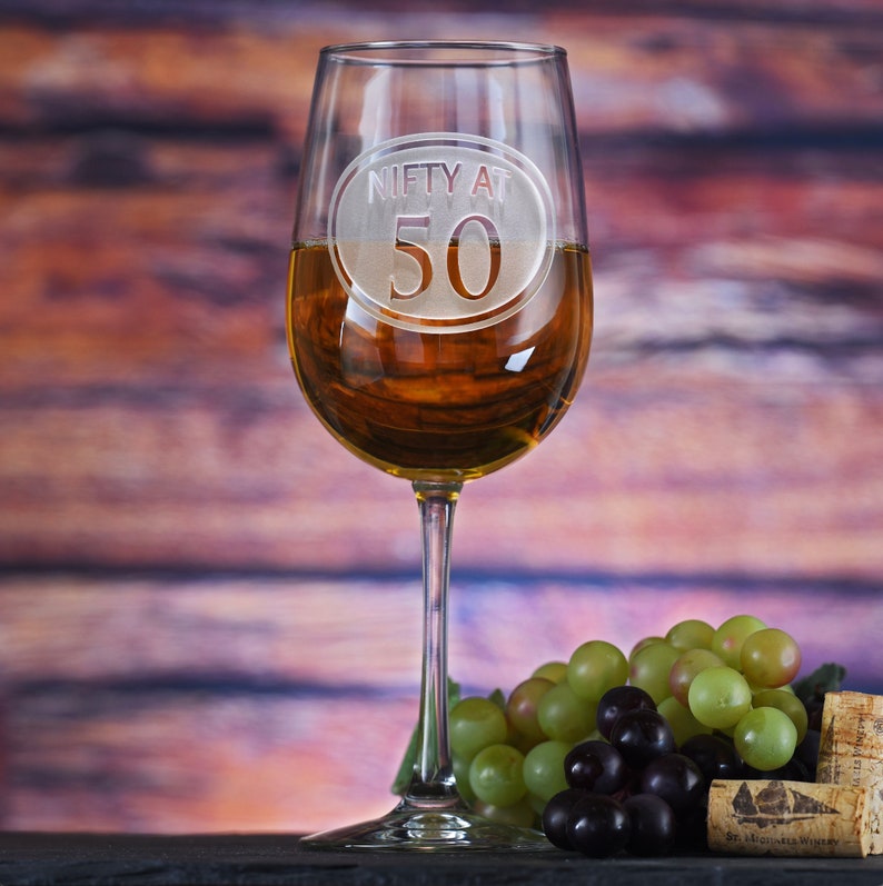 50th Birthday Wine Glass, Birthday Gift Ideas image 1