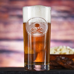 Skull and Crossbones Highball Cooler Glass Mixed Drink Cocktail Glasses