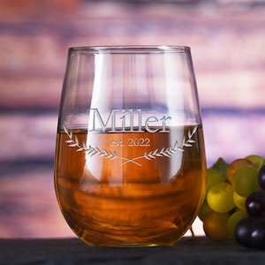 Custom Wedding Favor Stemless Wine Glass Gift