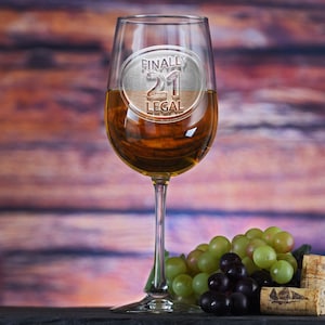 21st Birthday Wine Glass, Engraved