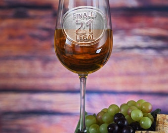 21st Birthday Wine Glass, Engraved